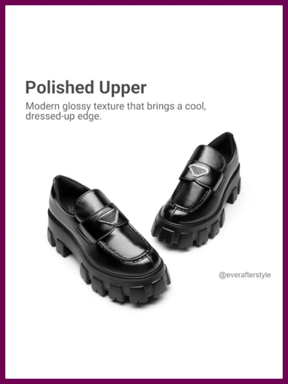 Women's Chunky Platform Loafers Slip-On Shoes Faux Leather Lug Sole